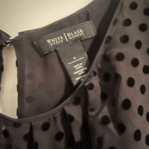WHBM blouse black with velvet dots, size 8